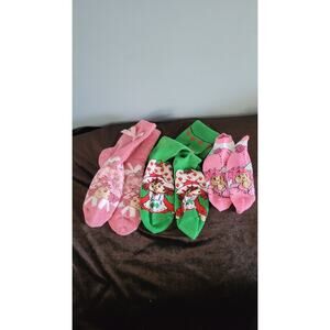 Strawberry Shortcake Socks Lot 3 Pairs Fuzzy Crew Ankle New Without Tags